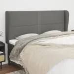 Tăblie de pat cu aripioare gri închis 203x23x118/128 cm, textil