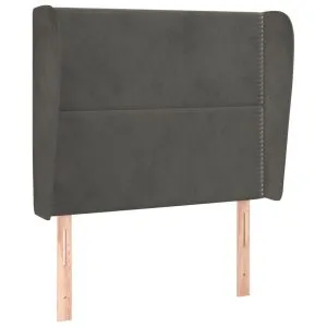 Tăblie de pat cu aripioare gri închis 93x23x118/128 cm catifea