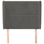 Tăblie de pat cu aripioare gri închis 93x23x118/128 cm catifea