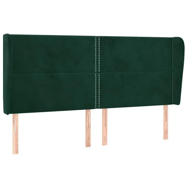 Tăblie pat cu aripioare verde închis 203x23x118/128cm catifea