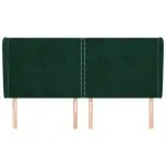Tăblie pat cu aripioare verde închis 203x23x118/128cm catifea
