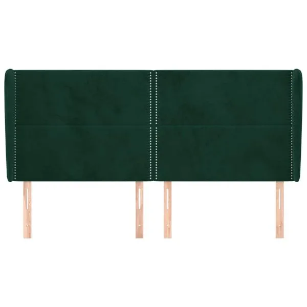 Tăblie pat cu aripioare verde închis 203x23x118/128cm catifea