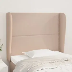 Tăblie pat cu aripioare cappuccino 83x23x118/128 cm piele eco