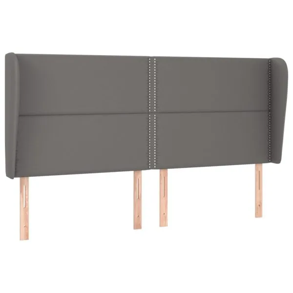 Tăblie de pat cu aripioare gri 163x23x118/128 cm piele eco