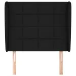 Tăblie de pat cu aripioare, negru, 93x23x118/128 cm, textil