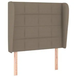 Tăblie de pat cu aripioare gri taupe 93x23x118/128 cm textil
