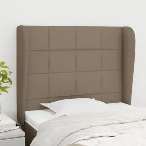 Tăblie de pat cu aripioare gri taupe 93x23x118/128 cm textil