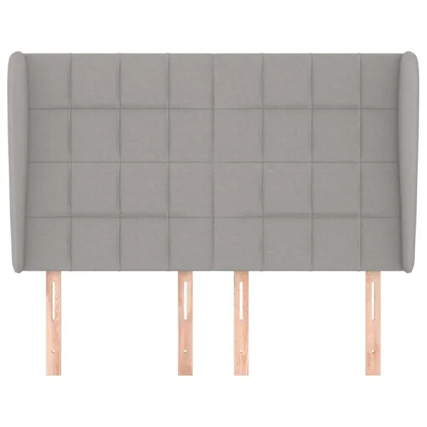 Tăblie de pat cu aripioare gri deschis 147x23x118/128 cm textil