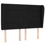Tăblie de pat cu aripioare, negru, 147x23x118/128 cm, textil