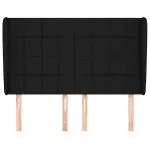 Tăblie de pat cu aripioare, negru, 147x23x118/128 cm, textil