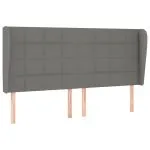 Tăblie de pat cu aripioare gri închis 163x23x118/128 cm textil
