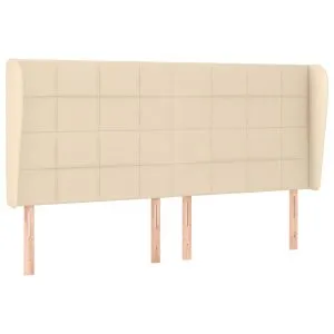 Tăblie de pat cu aripioare, crem, 183x23x118/128 cm, textil