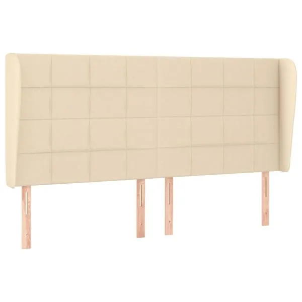 Tăblie de pat cu aripioare, crem, 183x23x118/128 cm, textil