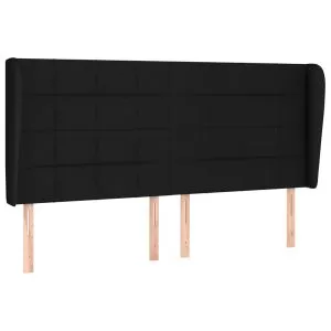 Tăblie de pat cu aripioare, negru, 203x23x118/128 cm, textil