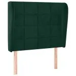 Tăblie pat cu aripioare verde închis 83x23x118/128 cm catifea