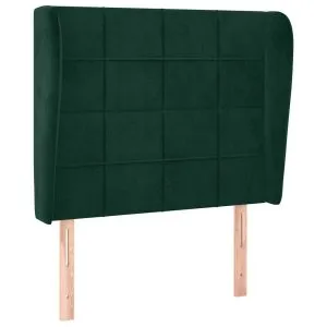 Tăblie pat cu aripioare verde închis 83x23x118/128 cm catifea