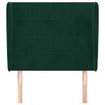 Tăblie pat cu aripioare verde închis 83x23x118/128 cm catifea