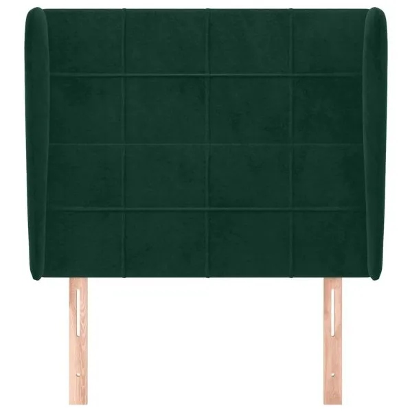 Tăblie pat cu aripioare verde închis 83x23x118/128 cm catifea