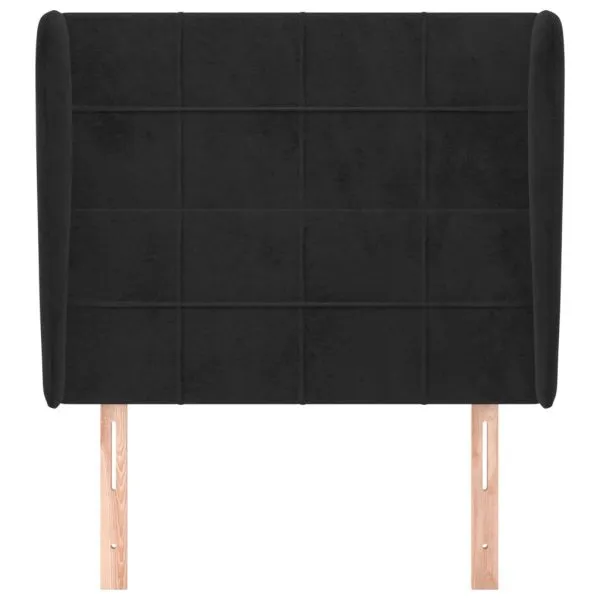 Tăblie de pat cu aripioare, negru, 93x23x118/128 cm, catifea