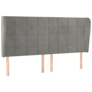 Tăblie de pat cu aripioare gri deschis 163x23x118/128cm catifea