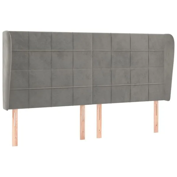 Tăblie de pat cu aripioare gri deschis 163x23x118/128cm catifea