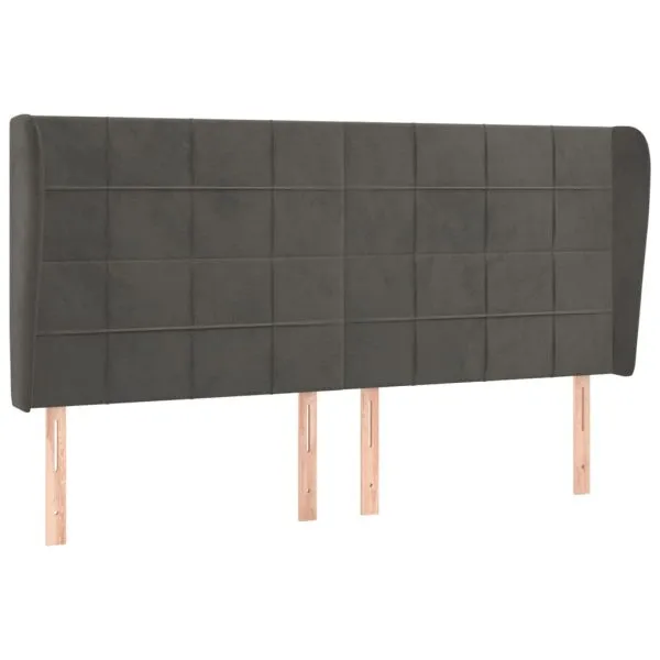Tăblie de pat cu aripioare, negru, 163x23x118/128 cm, catifea