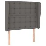 Tăblie de pat cu aripioare gri 103x23x118/128 cm piele eco