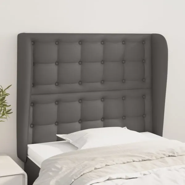 Tăblie de pat cu aripioare gri 103x23x118/128 cm piele eco