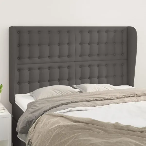Tăblie de pat cu aripioare gri 147x23x118/128 cm piele eco