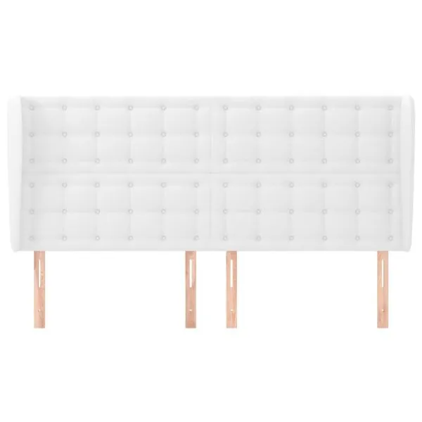 Tăblie de pat cu aripioare, alb, 203x23x118/128 cm, piele eco