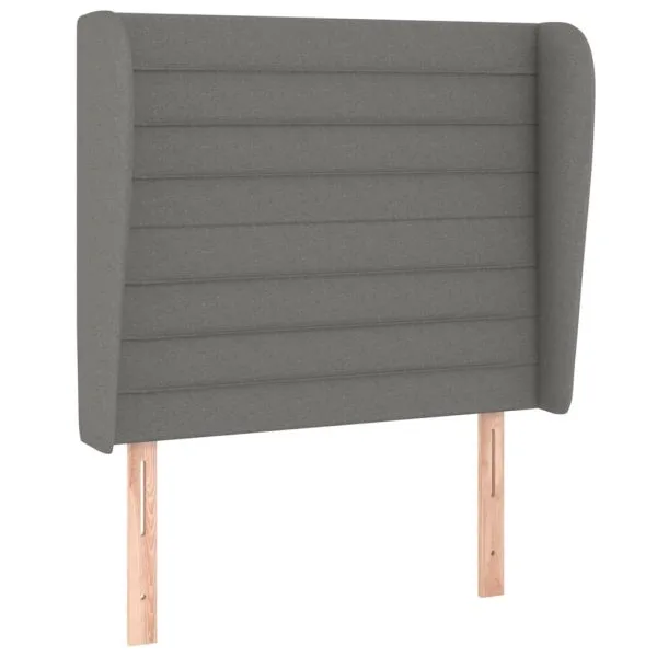 Tăblie de pat cu aripioare gri închis 83x23x118/128 cm textil