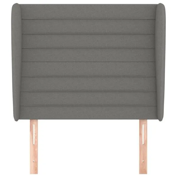 Tăblie de pat cu aripioare gri închis 83x23x118/128 cm textil
