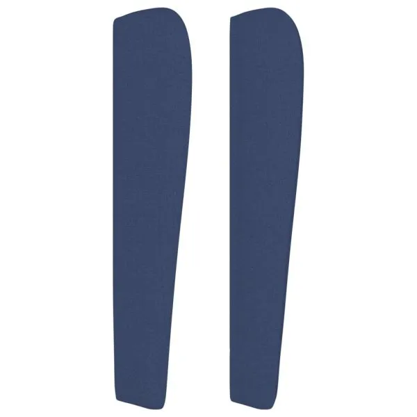 Tăblie de pat cu aripioare, albastru, 93x23x118/128 cm, textil