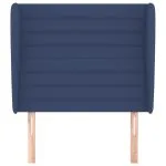 Tăblie de pat cu aripioare, albastru, 103x23x118/128 cm, textil