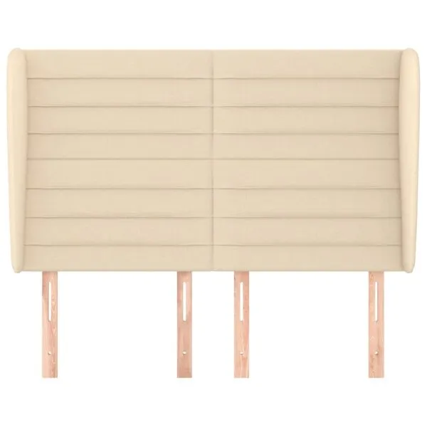 Tăblie de pat cu aripioare, crem, 147x23x118/128 cm, textil