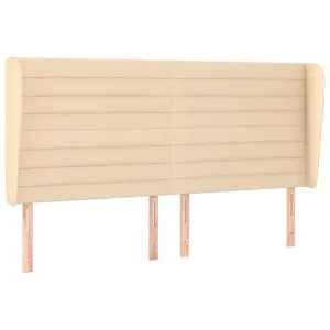 Tăblie de pat cu aripioare, crem, 183x23x118/128 cm, textil