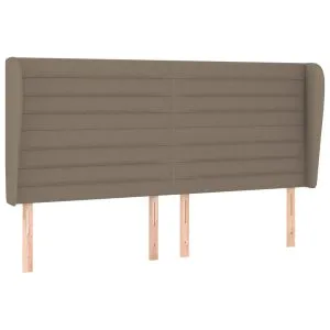 Tăblie de pat cu aripioare gri taupe 203x23x118/128 cm textil