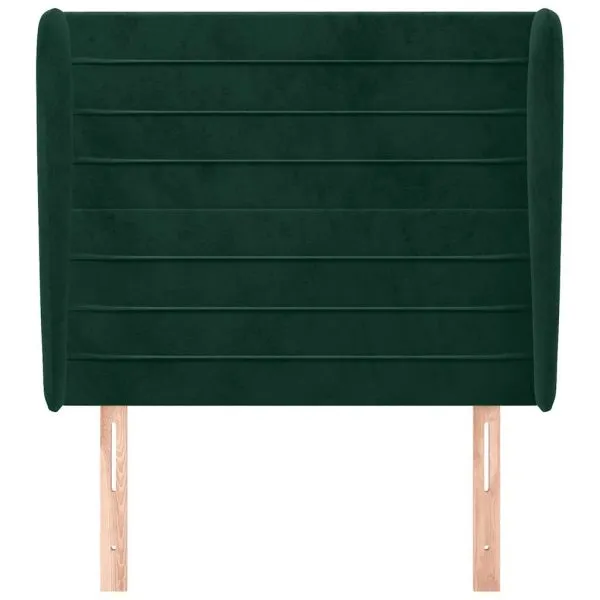 Tăblie pat cu aripioare verde închis 103x23x118/128 cm catifea