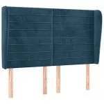 Tăblie pat cu urechi albastru închis 147x23x118/128 cm catifea