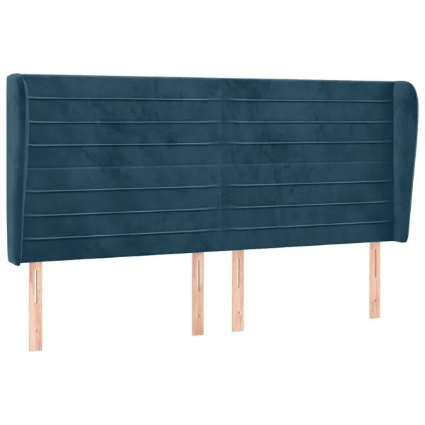 Tăblie pat cu urechi albastru închis 183x23x118/128 cm catifea