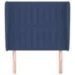 Tăblie de pat cu aripioare, albastru, 83x23x118/128 cm, textil