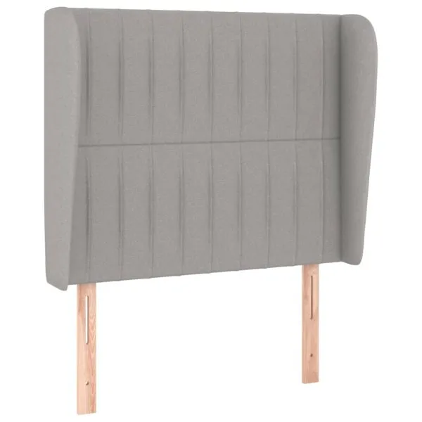 Tăblie de pat cu aripioare gri deschis 93x23x118/128 cm textil
