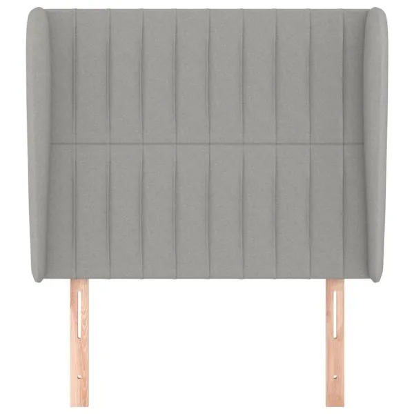 Tăblie de pat cu aripioare gri deschis 93x23x118/128 cm textil