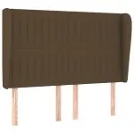 Tăblie de pat cu aripioare maro închis 147x23x118/128 cm textil