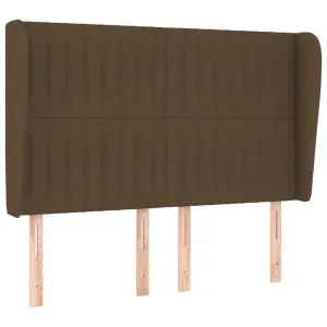Tăblie de pat cu aripioare maro închis 147x23x118/128 cm textil