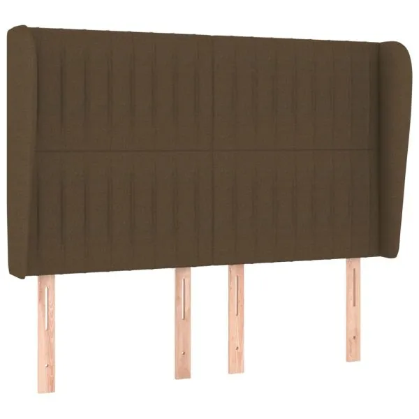 Tăblie de pat cu aripioare maro închis 147x23x118/128 cm textil