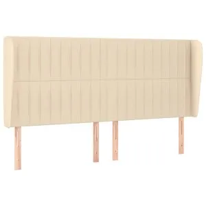 Tăblie de pat cu aripioare, crem, 163x23x118/128 cm, textil