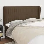 Tăblie de pat cu aripioare maro închis 183x23x118/128 cm textil