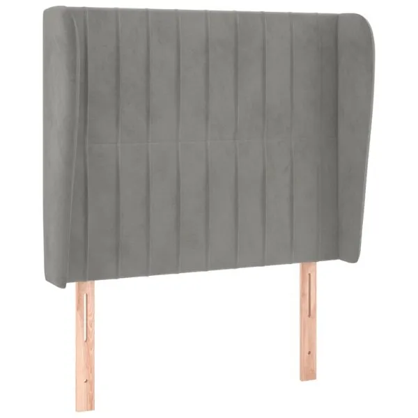 Tăblie de pat cu aripioare gri deschis 93x23x118/128 cm catifea