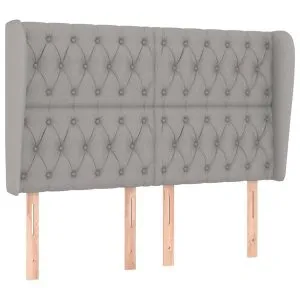 Tăblie de pat cu aripioare gri deschis 163x23x118/128 cm textil